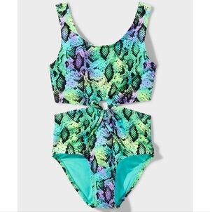 Sugar & Jade Tween Pastel Snakeskin Print One Piece Swimsuit XXL (20/22) NWOT